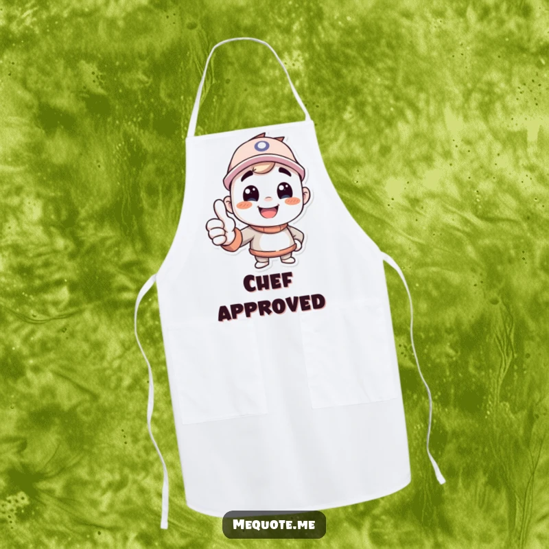 Funny apron featuring a happy character giving a confident thumbs up to its reflection, ready for kitchen triumphs.