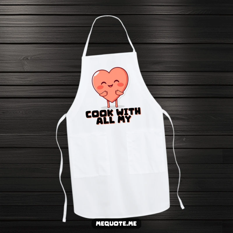 Funny Heart Hug Apron showing a smiling heart character giving a warm hug, perfect for cheerful kitchen moments.
