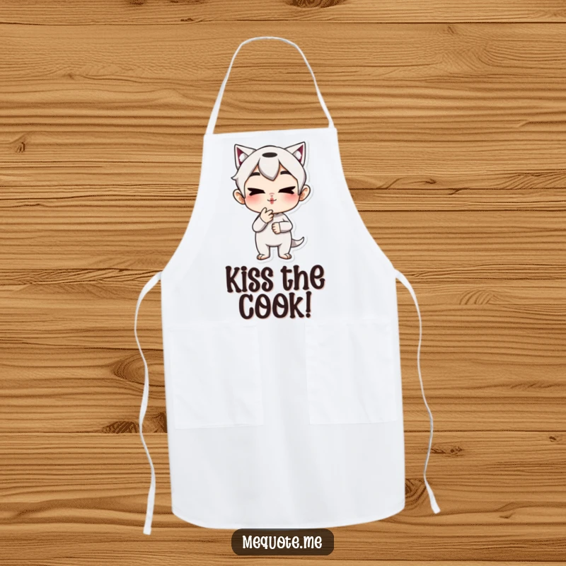 Funny Apron: A mischievous character blowing a kiss, perfect for kitchen fun and playful cooks, a unique funny gift.