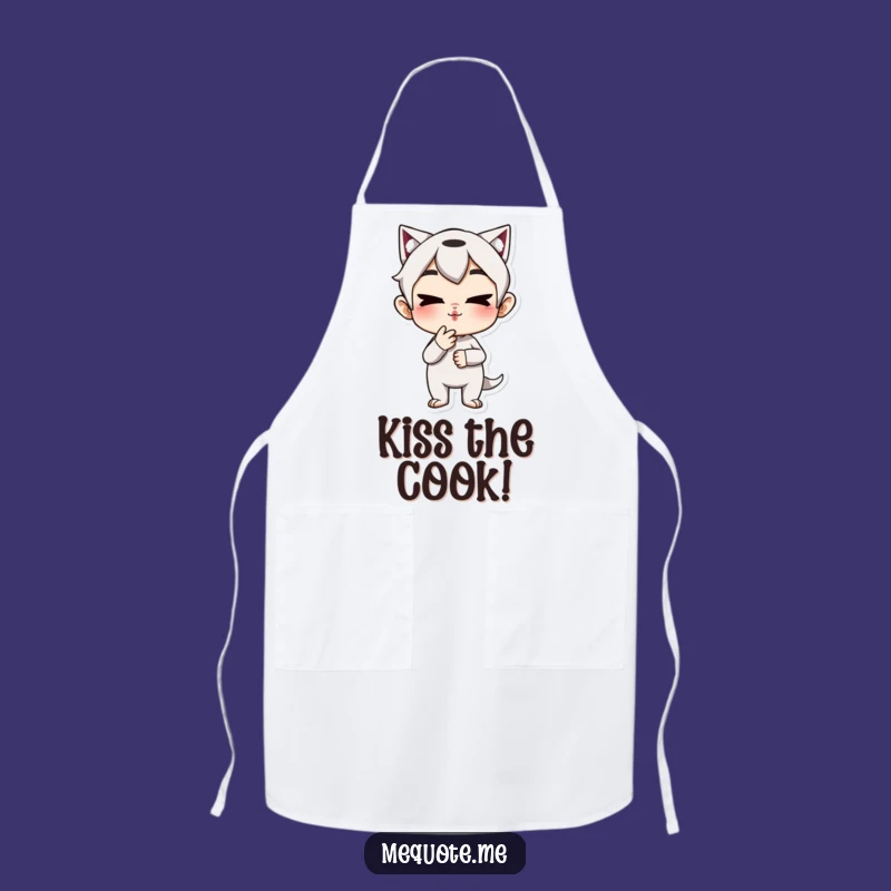 Funny Apron: Cook with a Kiss from Mischievous Character
