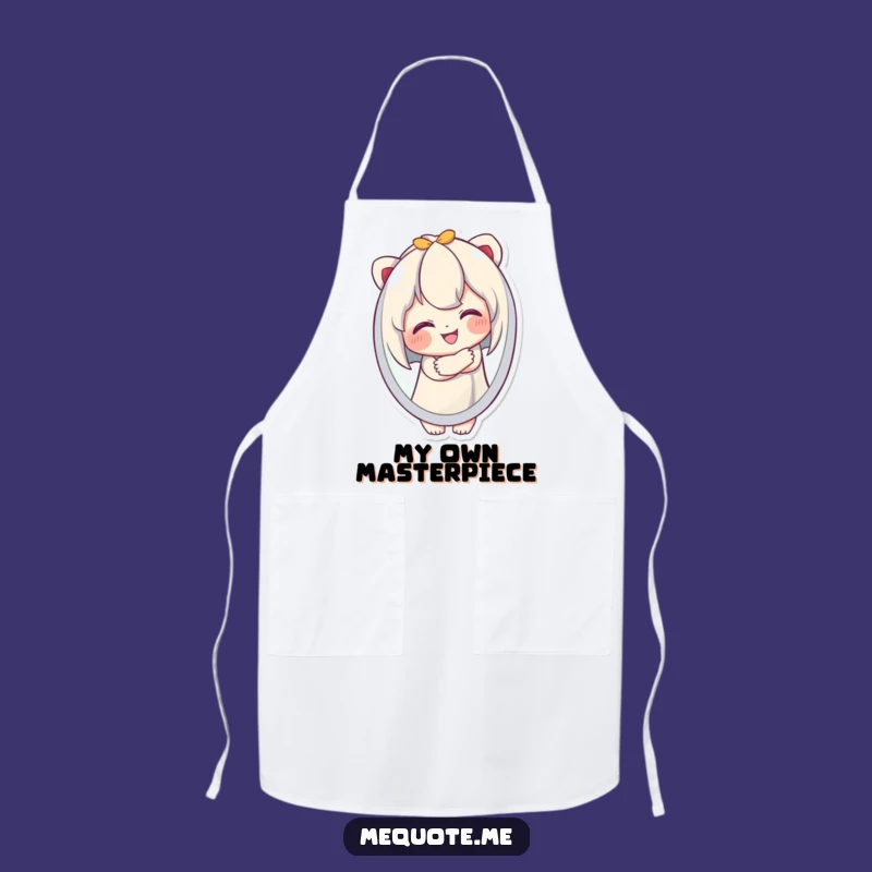 Funny Kitchen Apron: Cute Character Embraces Reflection, Chef's Hilarious Gift