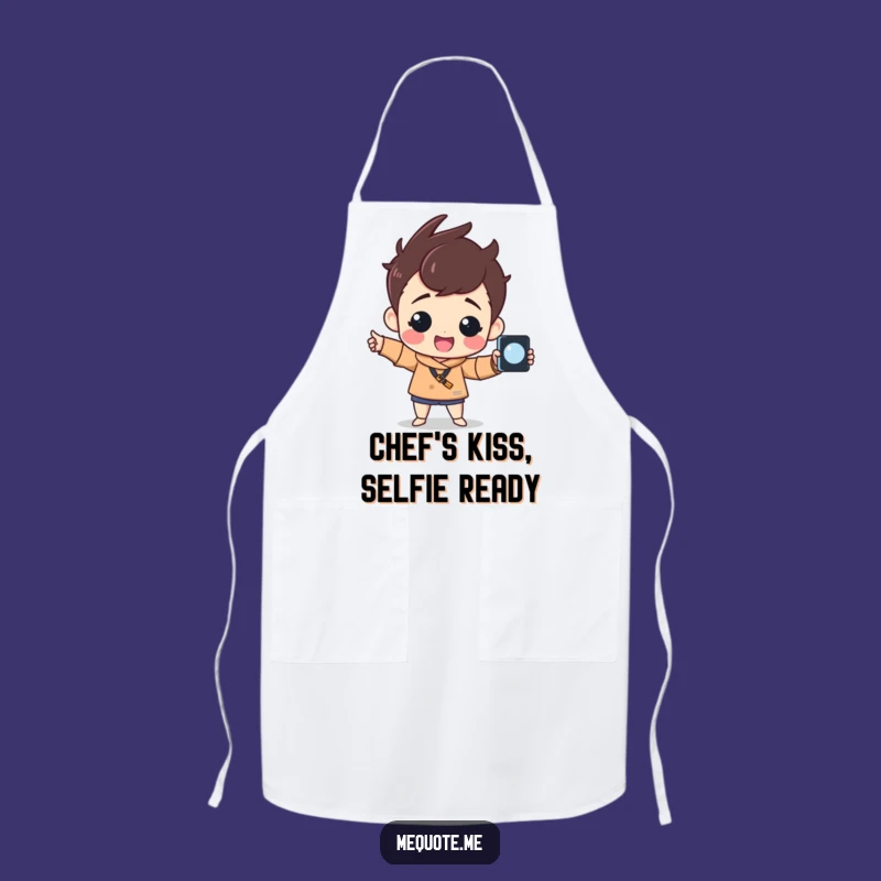 Funny Selfie King Apron: Cheerful Character Proud Pose, Cooking with a Smile