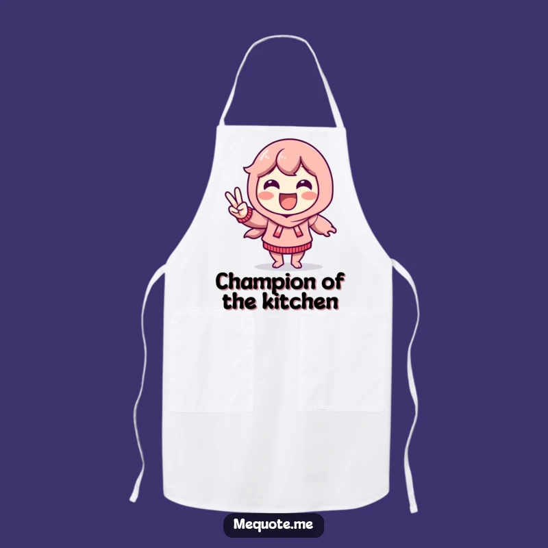 Funny Victory Dance Apron: Delighted Character Peace Sign, Kitchen Celebration