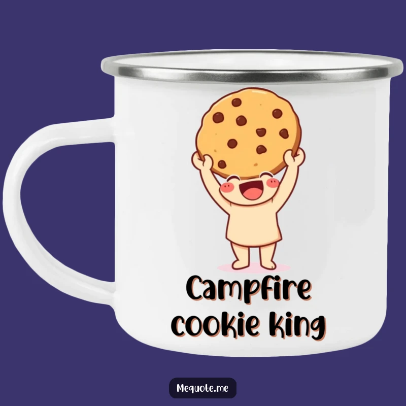 Funny Baker's Triumph Camping Mug: Happy Character Cookie Victory, Trail Treats