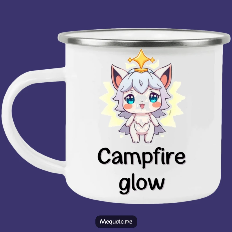 Funny Camp Mug: Proud Character with Glowing Aura, Outdoor Positivity