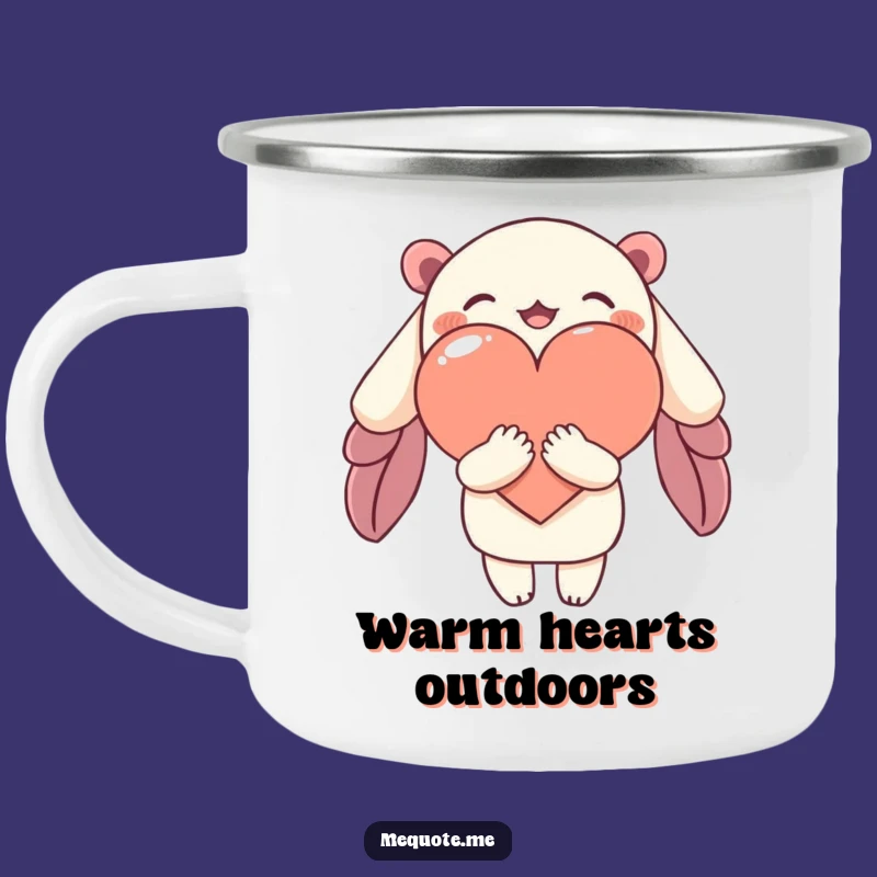 Funny Camping Mug: Character Hugs Heart, Share Love Outdoors!