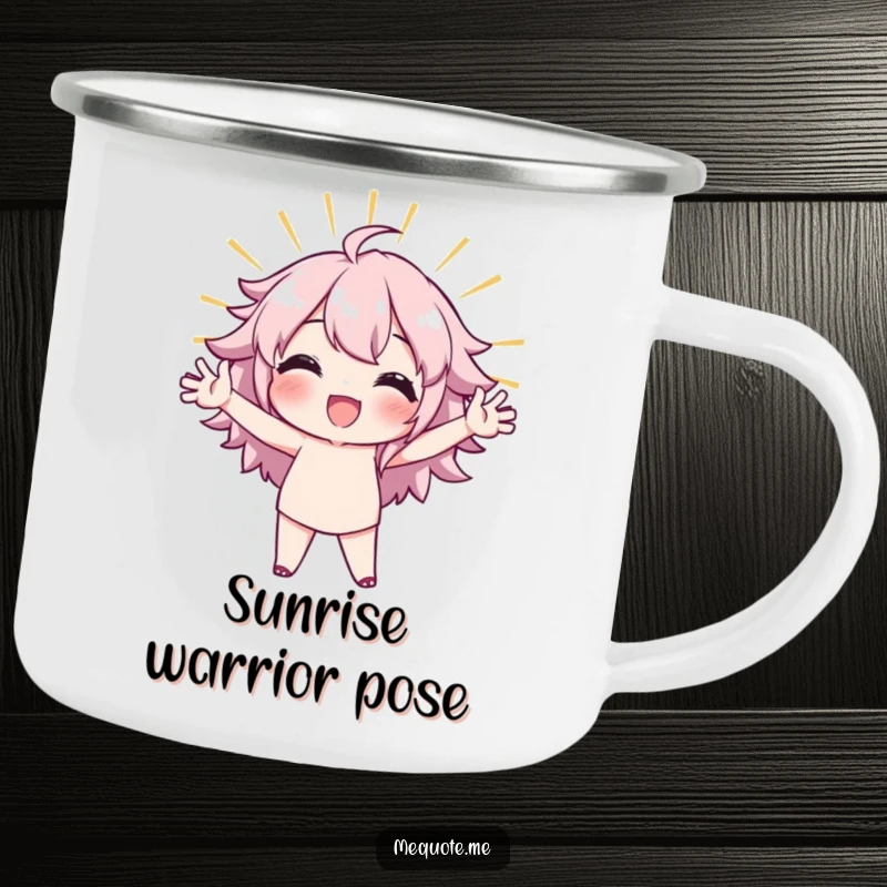 Funny Camping Mug with a character in a confident, radiant stance, ideal for outdoor enthusiasts who exude self-assurance.