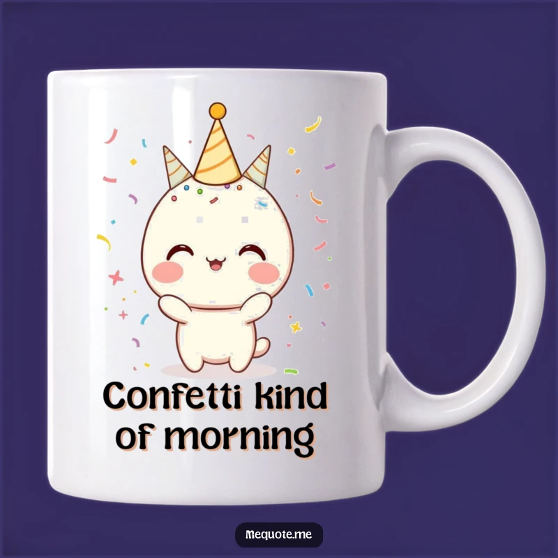 Funny Celebration Mug: Confetti Character Joy, Perfect Funny Gift