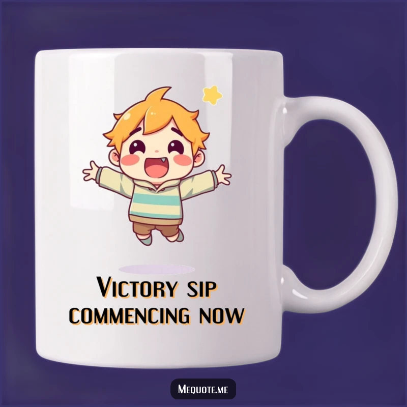 Funny Mug: Excited Character Mid-Jump, Perfect Small Win Celebration Gift!