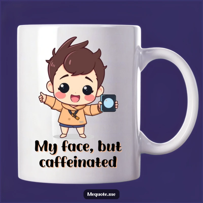 Funny Selfie King Mug: Cheerful Character Proudly Posing, Perfect Funny Gift Idea