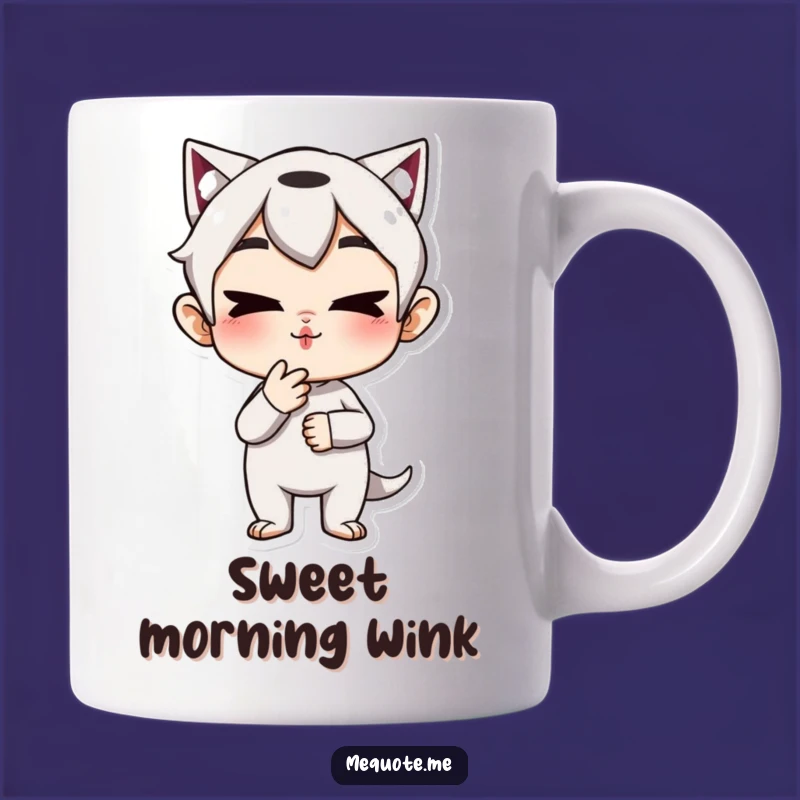 Funny Kiss Mug: Mischievous Character Sends Playful Air Kisses