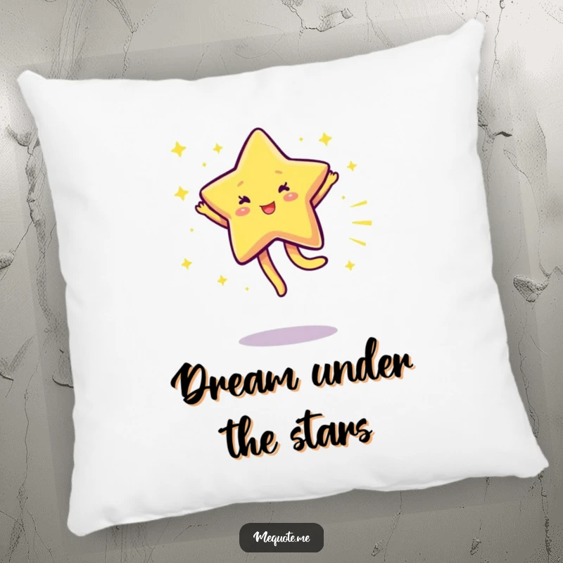 Funny Star Pillow featuring a sparkling star doing a cartwheel, offering soft comfort and a splash of cosmic humor.