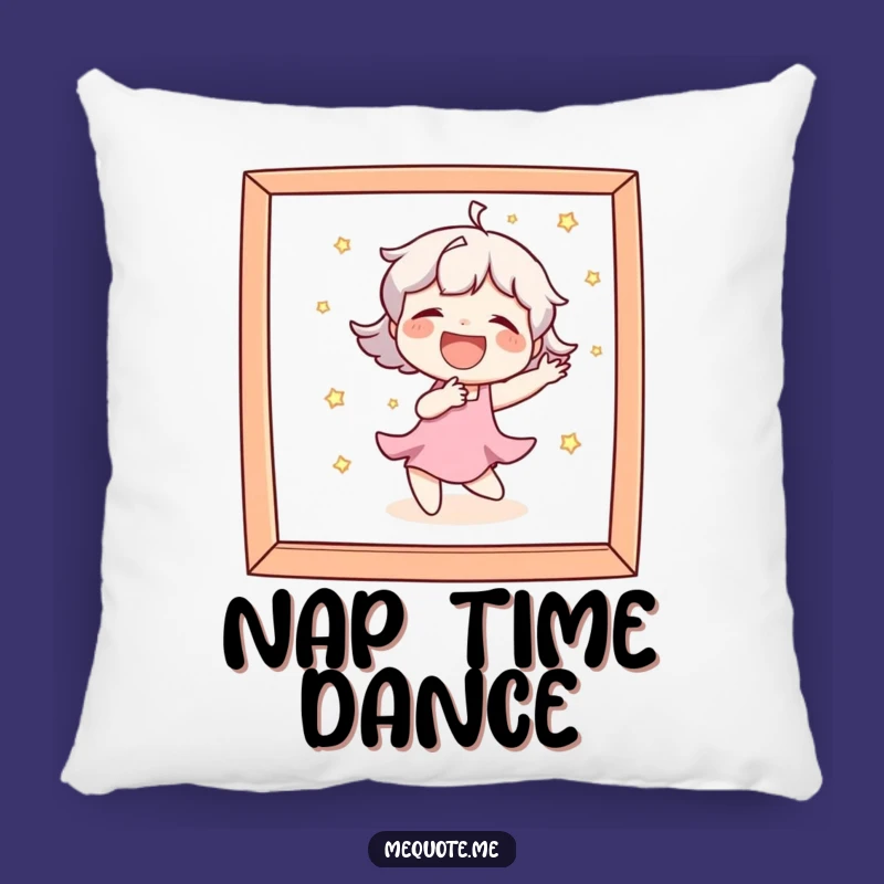 Funny Accent Pillow: Character Laughs Dancing in Mirror, Cozy & Hilarious