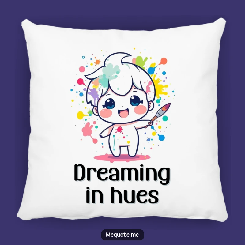 Funny Art Pillow: Paintbrush Character Splatter Cushion, Perfect Gift