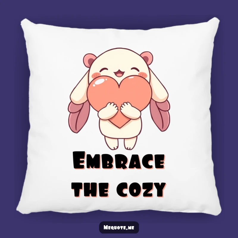 Funny Pillow: Character Hugs Heart, Cozy Comfort & Affectionate Vibes!