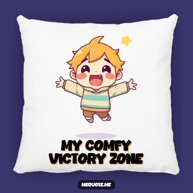 Funny Pillow: Excited Character's Joyful Leap, Ultimate Comfort & Celebration!