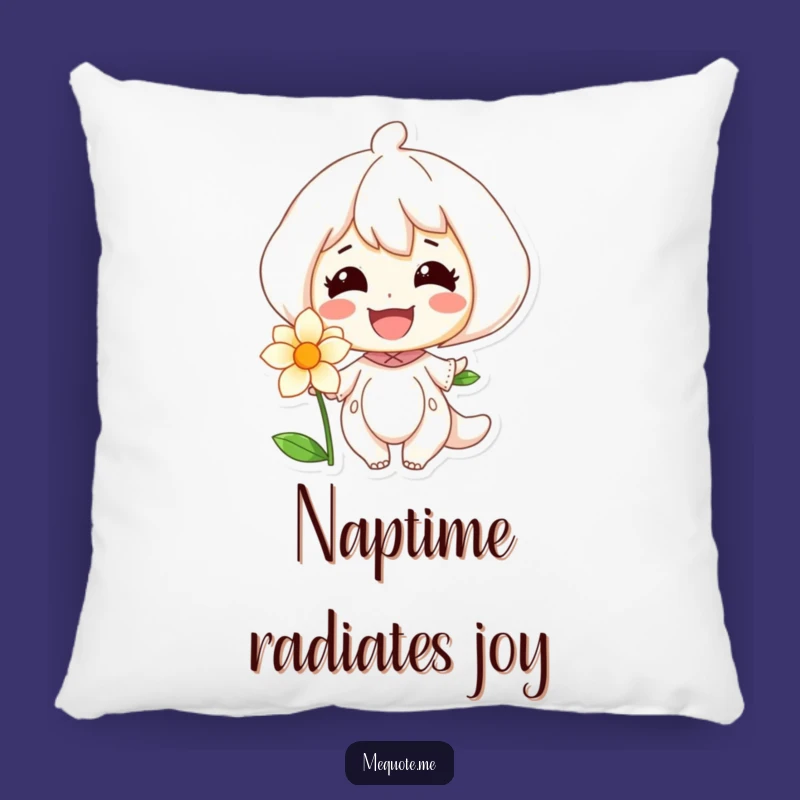 Funny Pillow: Joyful Character & Blooming Flower, Sweet Dreams with Smiles!