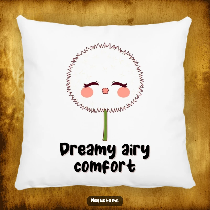 Funny Dandelion Pillow featuring a cute puff character blowing kisses, offering soft comfort and whimsical charm.