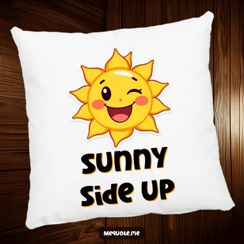 Funny Sun Pillow featuring a happy sun character giving a cheerful wink, offering soft comfort and radiant humor.