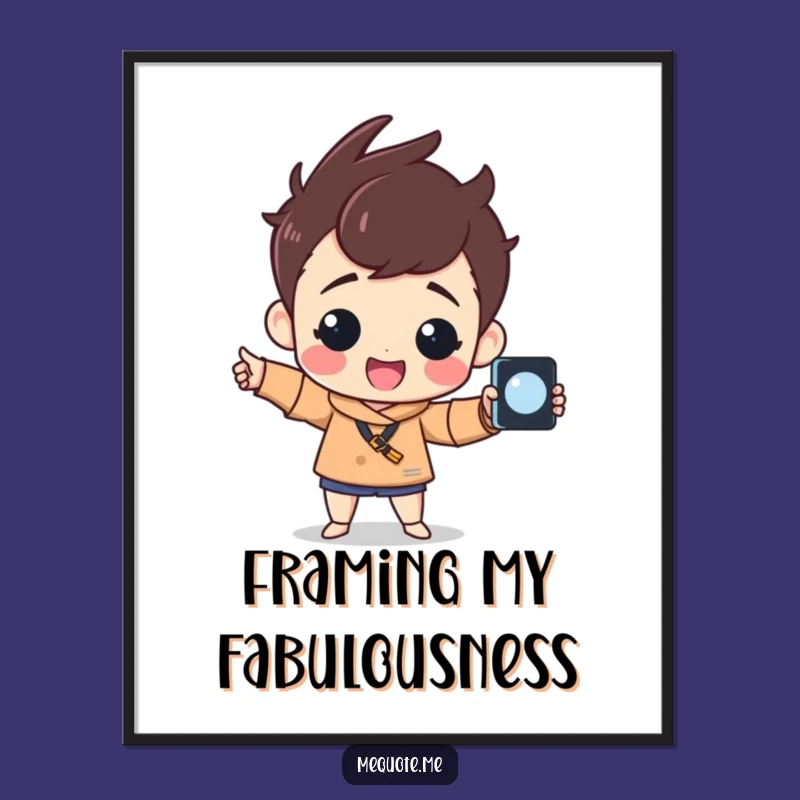 Funny Selfie King Digital Print: Cheerful Character Proud Pose, Instant Laughs