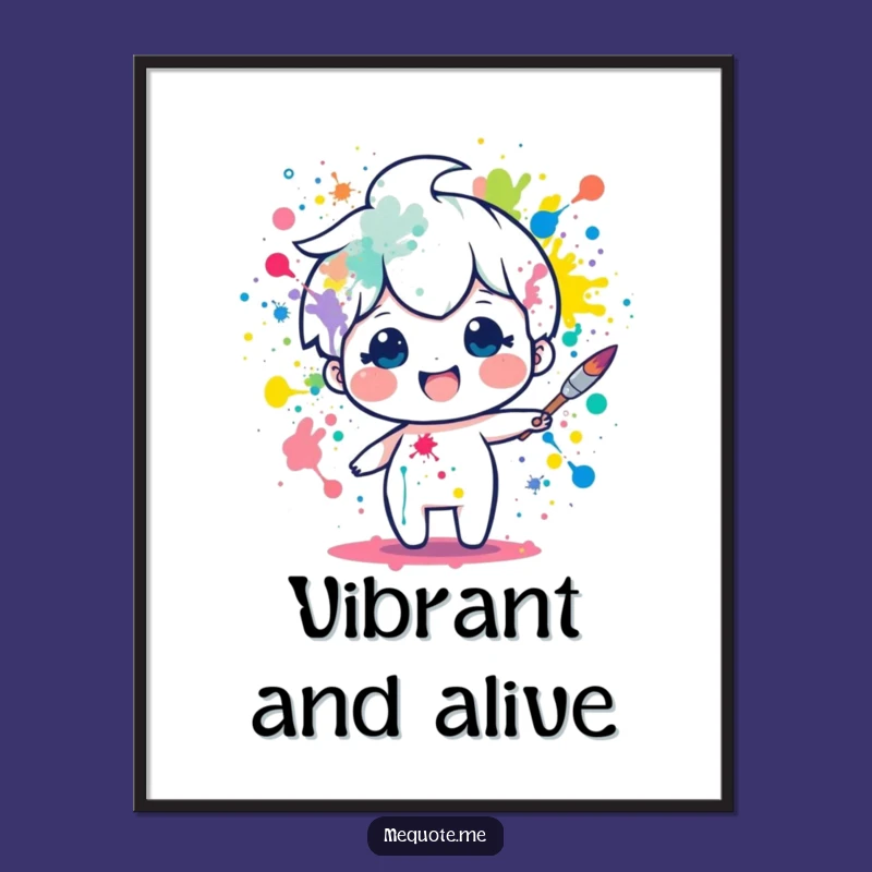 Funny Art Digital Print: Paintbrush Splatter Character, Perfect Wall Decor