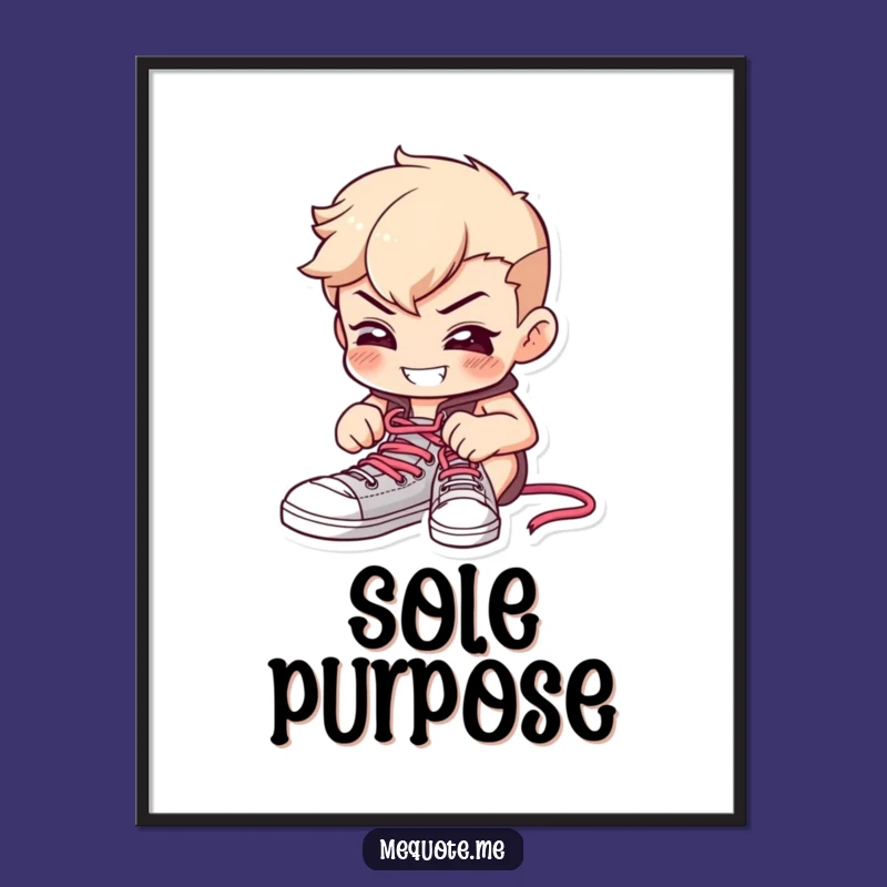 Funny Determined Shoelace Digital Art: Decorate with Focus and this Hilarious Grinning Character