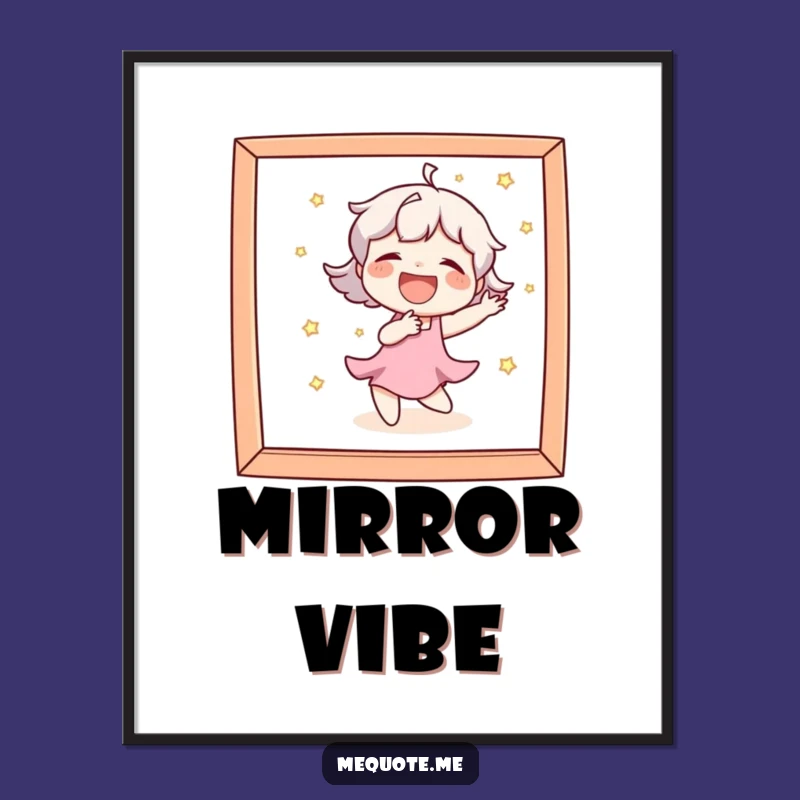 Funny Digital Art: Character Laughs Dancing in Mirror, Instant Joyful Decor