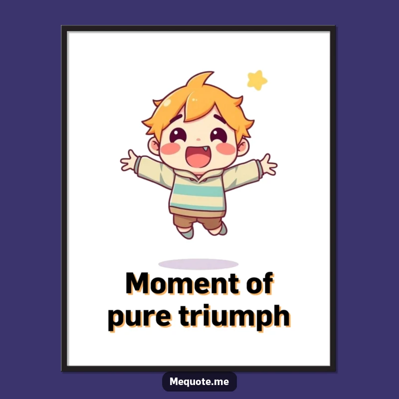 Funny Digital Art: Excited Character's Jump, Instant Joyful Wall Decor Print!