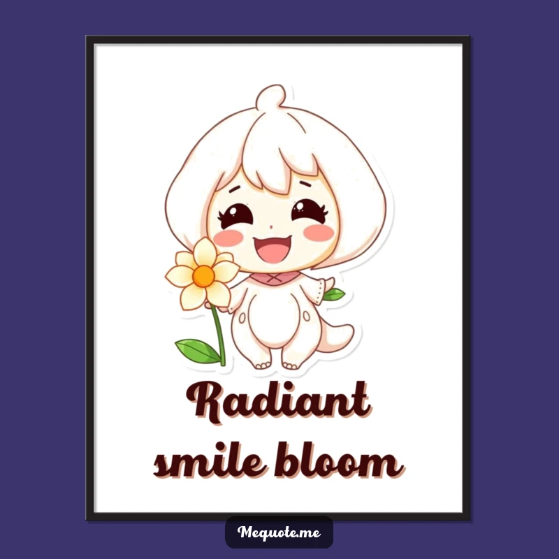 Funny Digital Art: Radiant Smile Character & Flower, Instant Botanical Cheer Print!