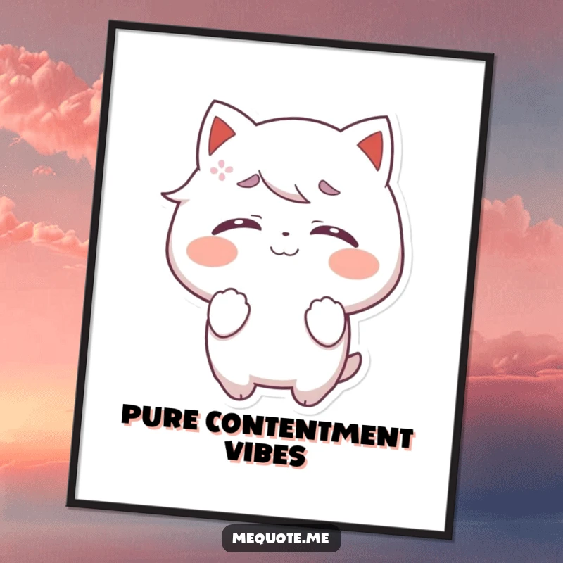 Funny Digital Art Print of a character radiating pure self-satisfaction with closed eyes, perfect for blissful decor.