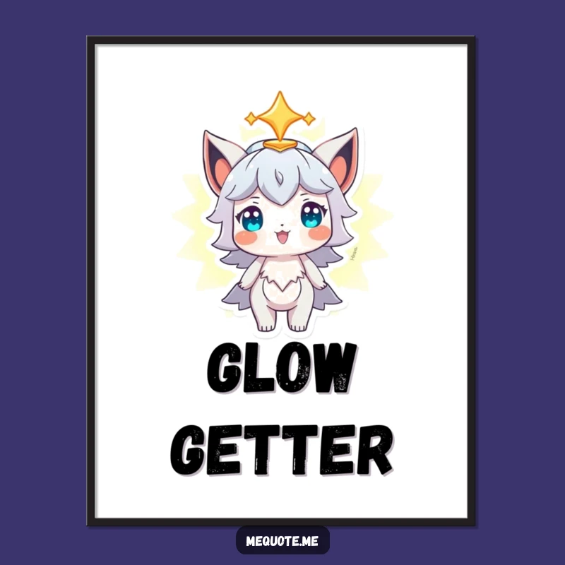 Funny Digital Art: Proud Character with Glowing Aura, Instant Positive Decor