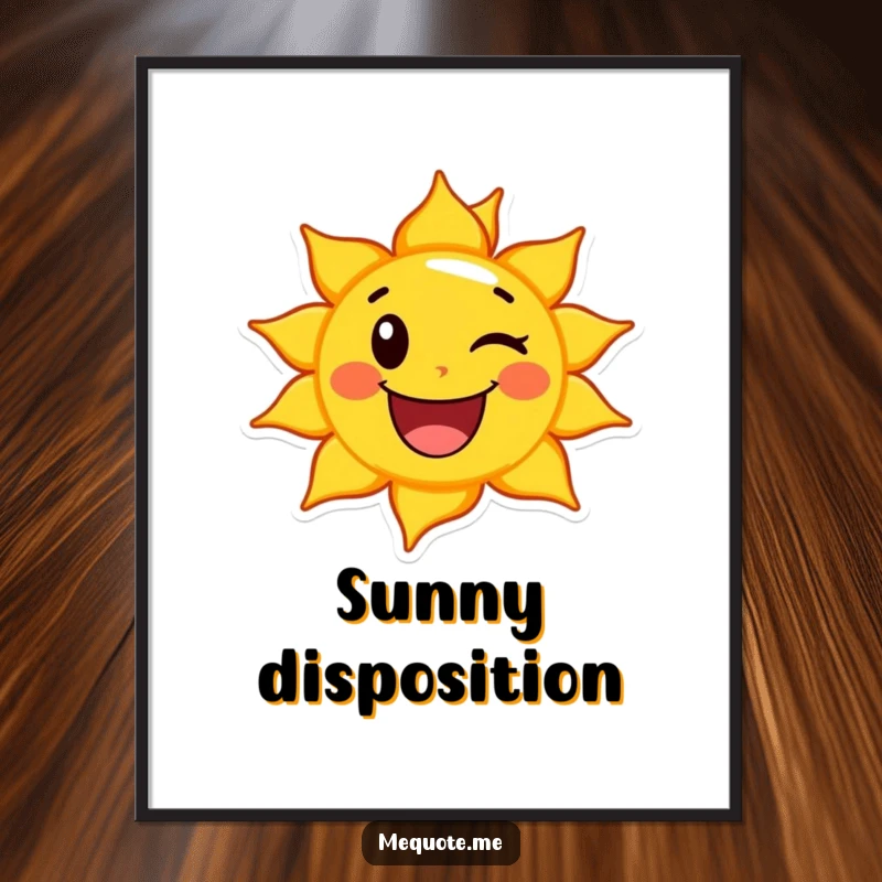 Funny Sun Digital Art Print showing a happy sun character giving a cheerful wink, bringing instant sunny charm and humor.