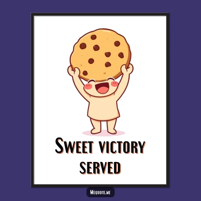 Funny Baker's Triumph Digital Print: Happy Character Cookie Art, Instant Joy