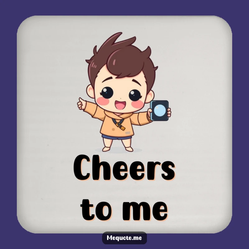 Funny Selfie King Coaster: Cheerful Character Proud Pose, Protect Surfaces with Humor