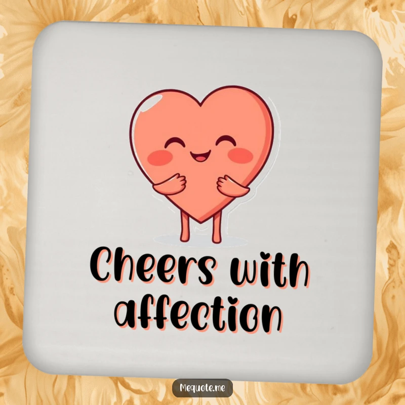 Funny Heart Hug Coaster featuring a smiling heart character giving a warm hug, adding a touch of love to any table.