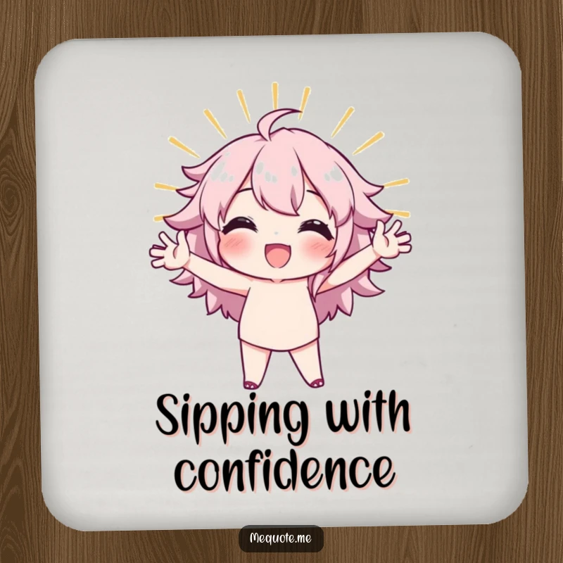 Funny Drink Coaster featuring a character in a confident, radiant stance, perfect for adding a touch of boldness.