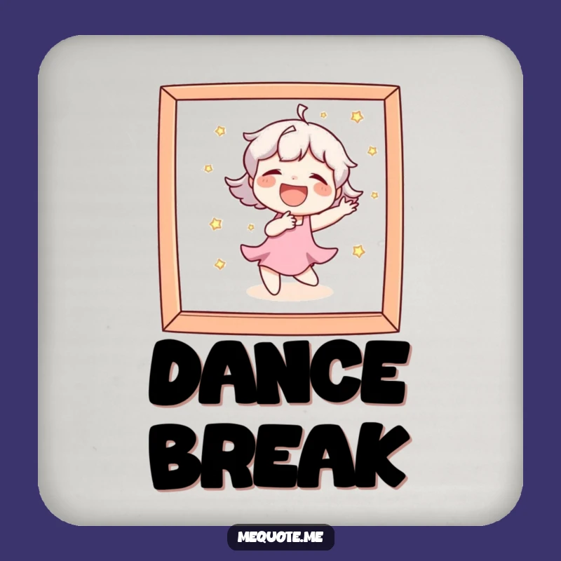 Funny Drink Coaster: Character Laughs Dancing in Mirror, Protects Surfaces