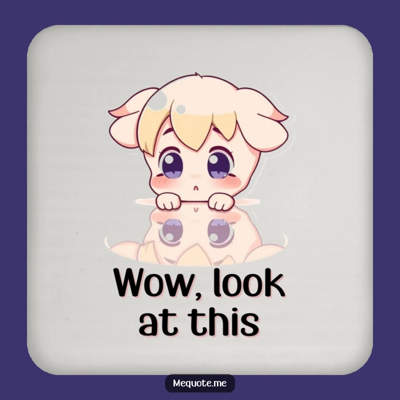 Funny Surprise Reflection Coaster: Character Sees Self, Tabletop Humor