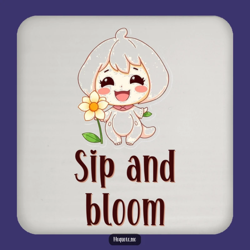 Funny Coasters: Smiling Character & Flower, Protect Tables with Botanical Charm!