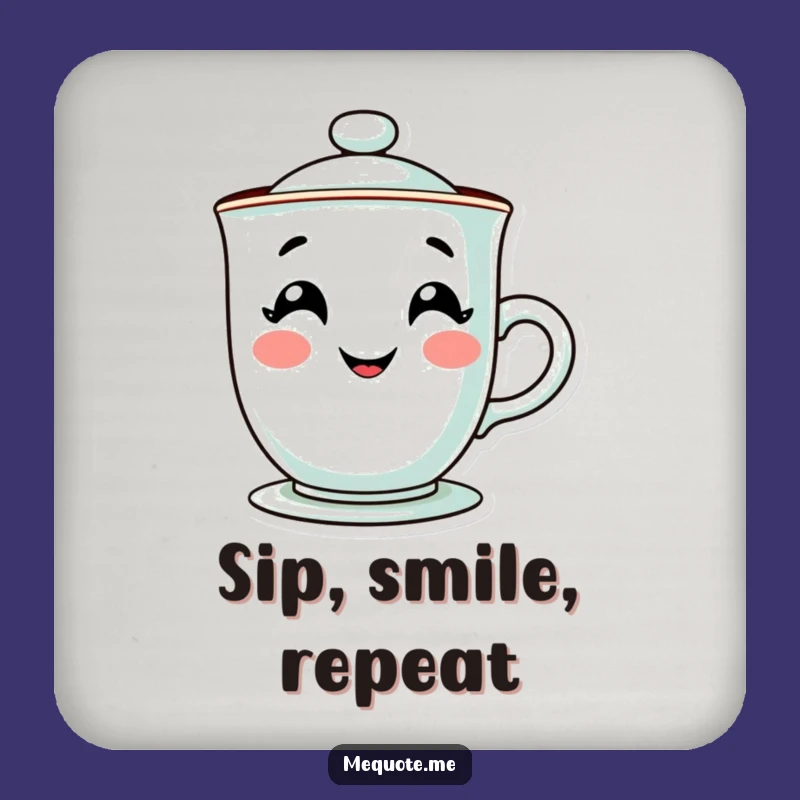 Funny Teacup Coaster Set: Grinning Character Protection, Perfect Humorous Gift