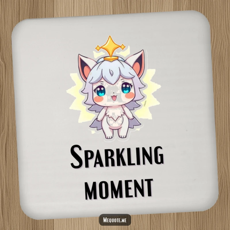 Funny Drink Coaster featuring a character proudly looking at its own glowing aura, protecting surfaces with positive vibes.