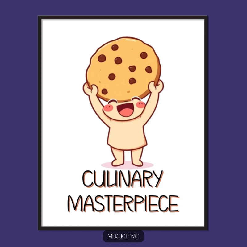 Funny Baker's Triumph Poster: Happy Character Cookie Art, Delicious Decor