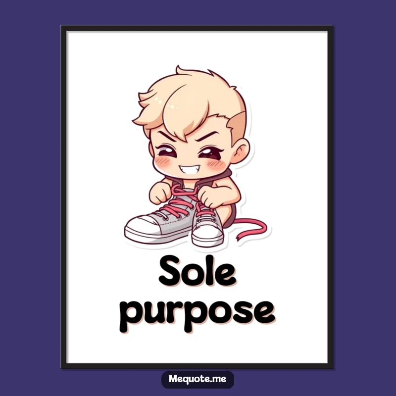 Funny Determined Shoelace Poster: Decorate with Focus and this Hilarious Grinning Character