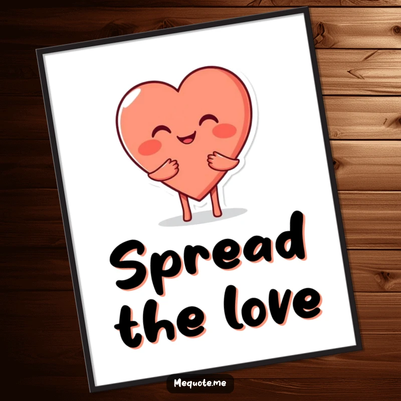 Funny Heart Hug Poster showcasing a smiling heart character giving a warm hug, bringing joy and affection to any room.