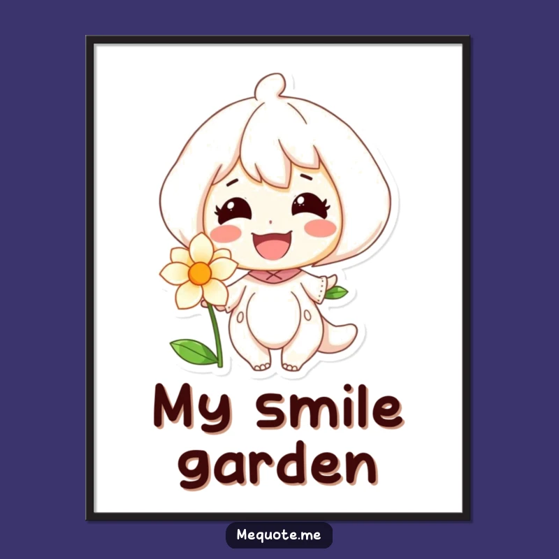Funny Poster: Radiant Smile Character & Flower, Bring Botanical Joy Indoors!