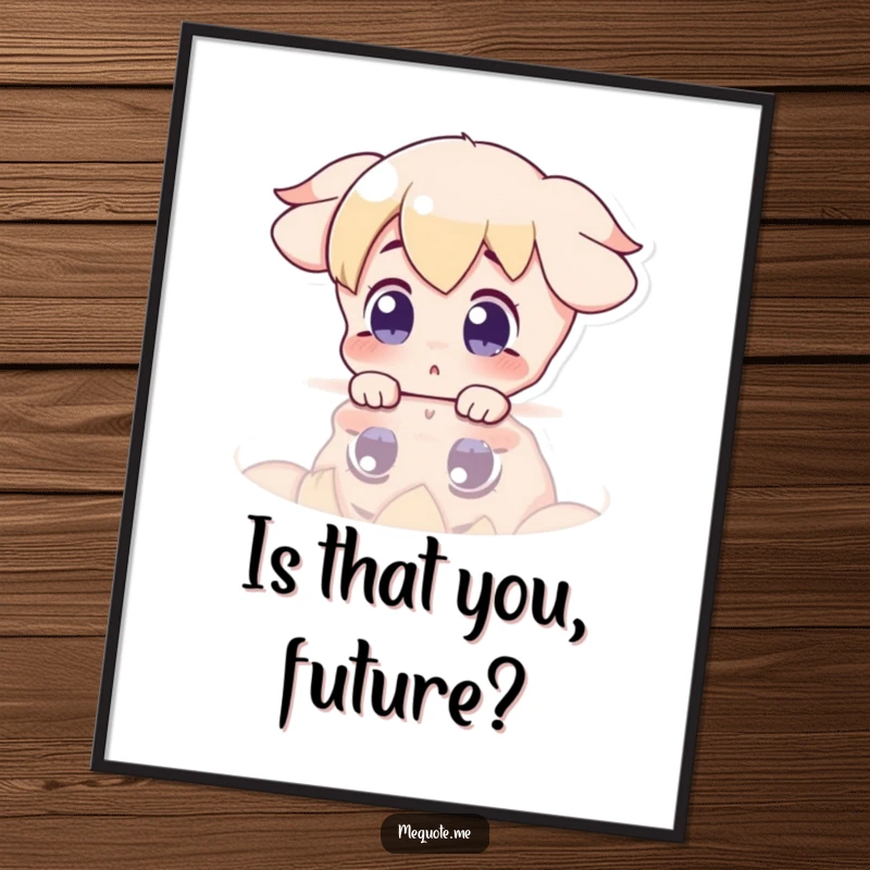 Funny Poster print of a surprised character gazing at its reflection in a shiny surface, adding a humorous touch to decor.