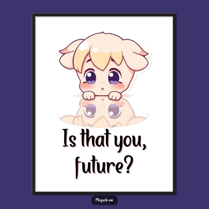 Funny Surprise Reflection Poster: Character Shocked by Mirror, Wall Art