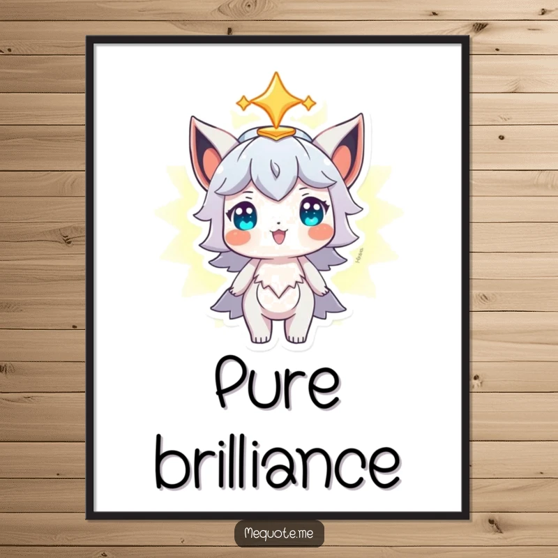 Funny Poster of a character proudly observing its own bright, glowing aura, promoting confidence and positive energy.