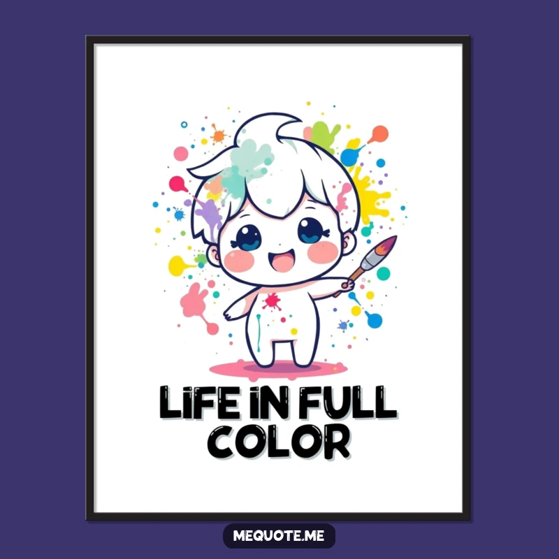 Funny Art Poster: Paintbrush Character Splatter Print, Perfect Gift for Walls