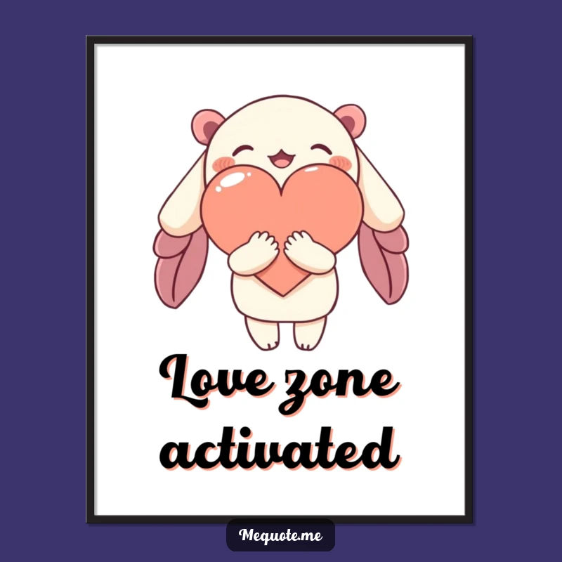 Funny Poster: Character Embraces Heart, Decorate with Love & Charm!